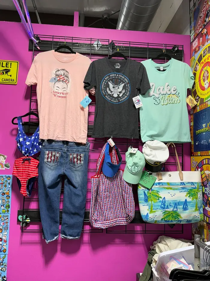 Colorful children's items displayed inside Thrift It Out